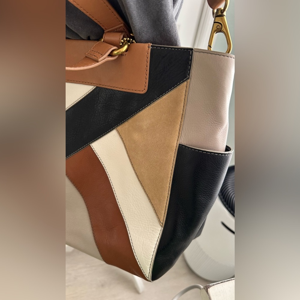 Fossil Amanda Colorblock Leather Shopper Tote Large Shoulder Bag EUC - Picture 7 of 16